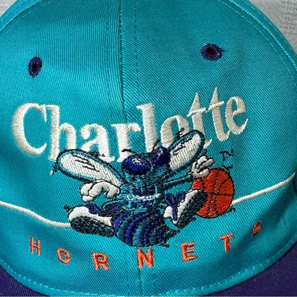 NWT Vintage 90s Charlotte Hornets Twins Ent NBA SnapBack‎ Hat Baseball Cap Men - Picture 2 of 5